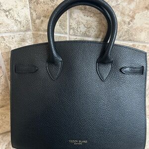 Teddy Blake Black Kate Vitello 15” Leather Handbag